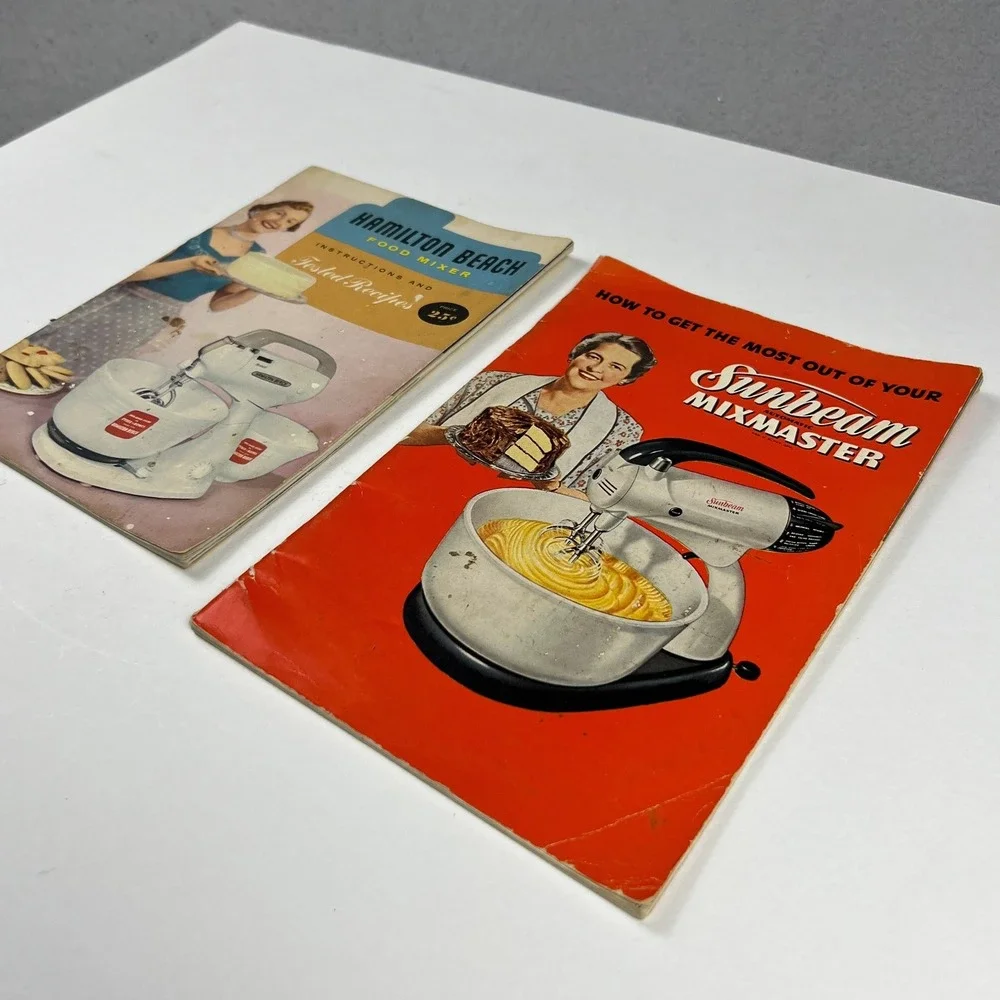Hamilton Beach + Sunbeam Mixmaster Vintage 2pc Recipe Books Mid-Century Kitchen